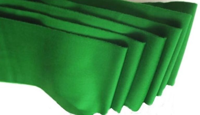 POOL SNOOKER TABLE CLOTH FELT SINGLE-SIDED FITS 7FT/8FT - GREEN / BLUE - INCLUDES 6 CUSHION CLOTH FELTS