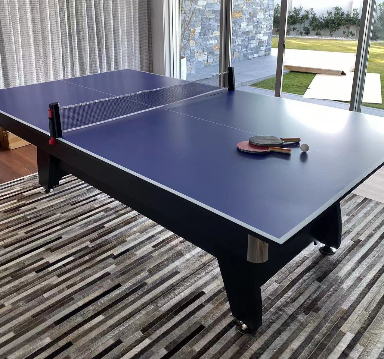 TABLE TENNIS PING PONG TABLE 19MM TOP - FULL SIZE - PLACED ON POOL TABLE