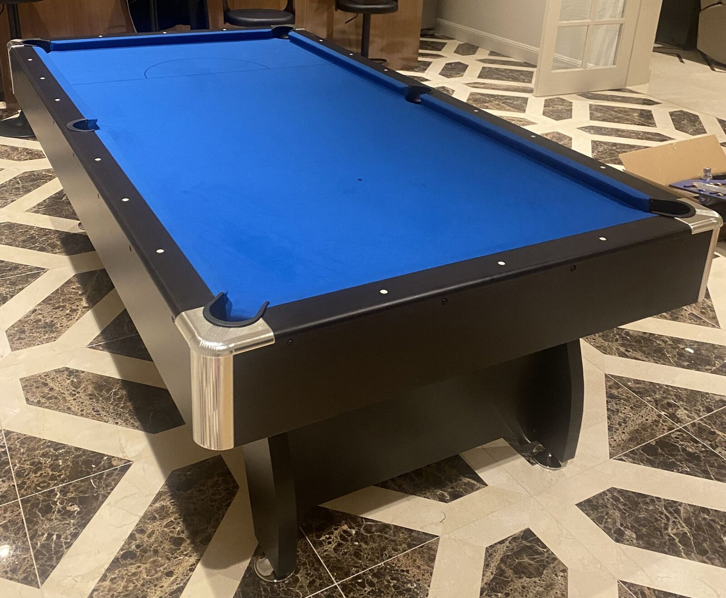 PUB SIZE POOL TABLE 8FT SNOOKER BILLIARD TABLE 25MM TABLE TOP WITH BALL RETURN