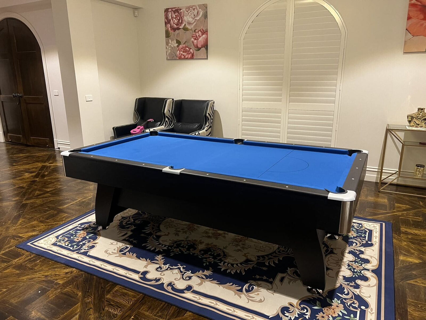 PUB SIZE POOL TABLE 8FT SNOOKER BILLIARD TABLE 25MM TABLE TOP WITH BALL RETURN