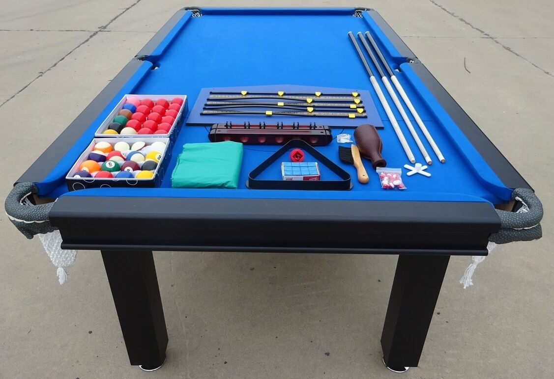 POOL TABLE 8FT SNOOKER BILLIARD TABLE 25mm TABLE TOP - WITH FULL SIZE TABLE TENNIS TOP