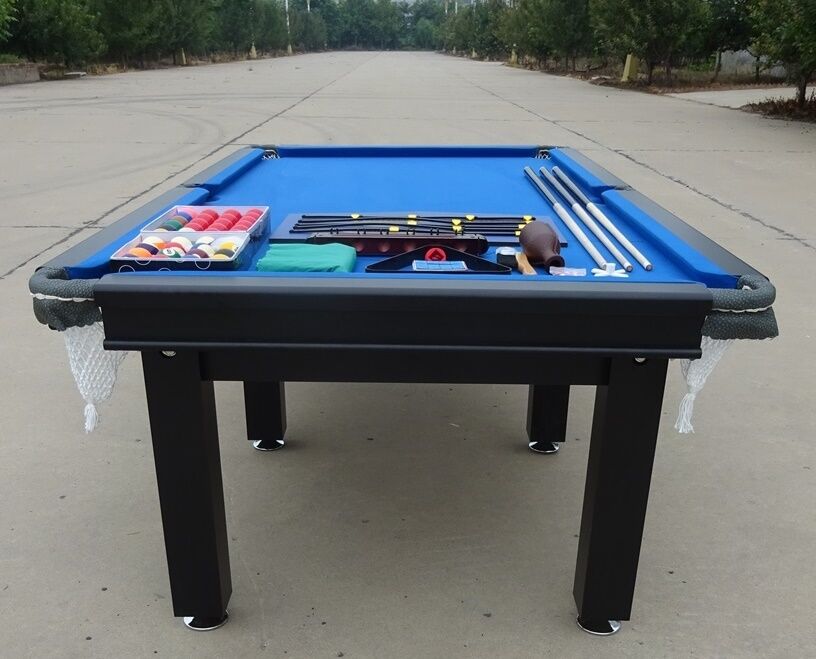 POOL TABLE 8FT SNOOKER BILLIARD TABLE 25MM TABLE TOP WITH NET POCKETS AND FULL ACCESSORIES