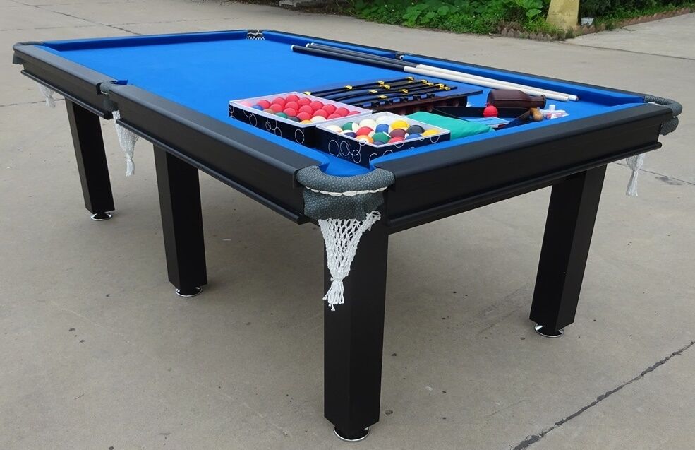 POOL TABLE 8FT SNOOKER BILLIARD TABLE 25MM TABLE TOP WITH NET POCKETS AND FULL ACCESSORIES