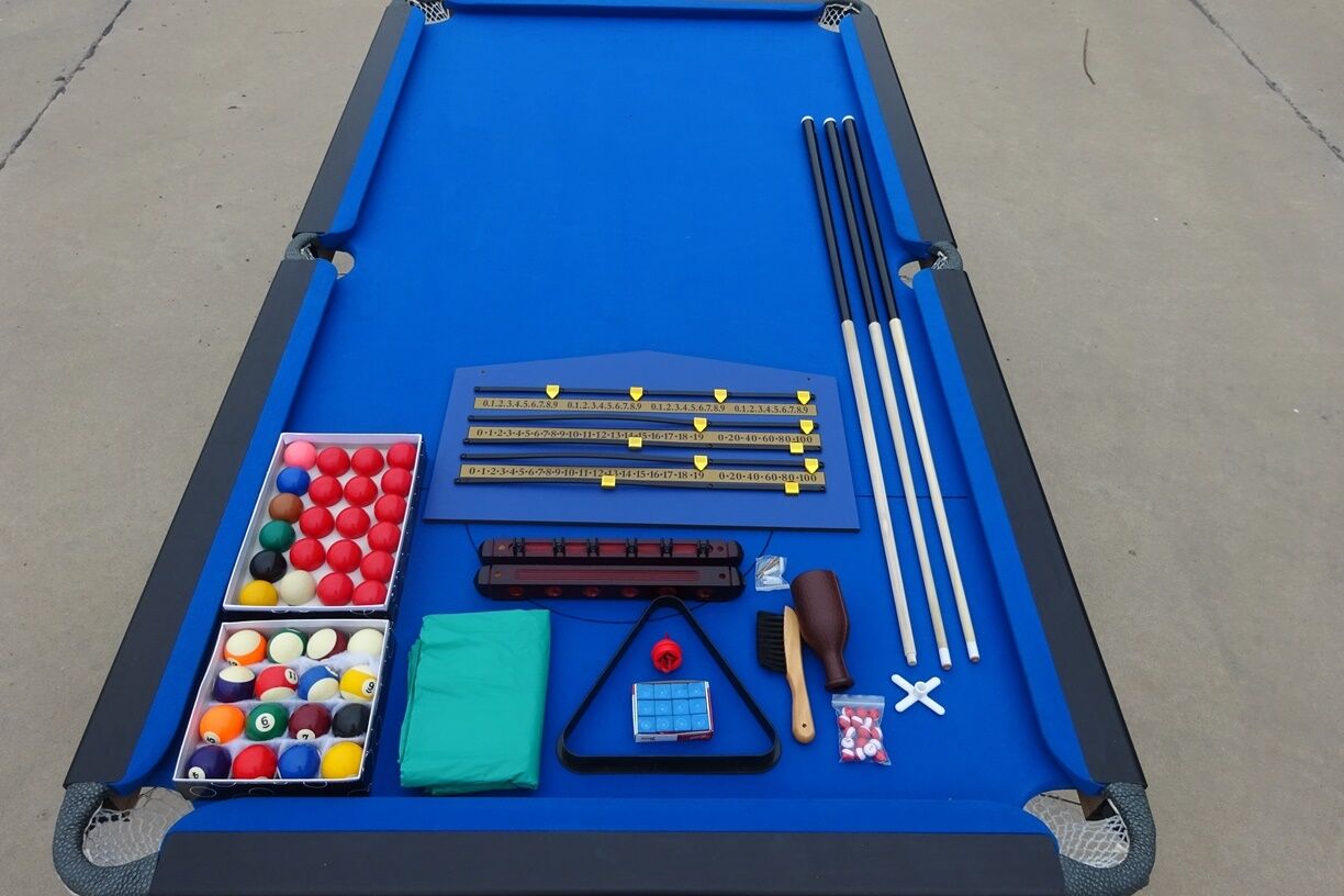 POOL TABLE 8FT SNOOKER BILLIARD TABLE 25MM TABLE TOP WITH NET POCKETS AND FULL ACCESSORIES