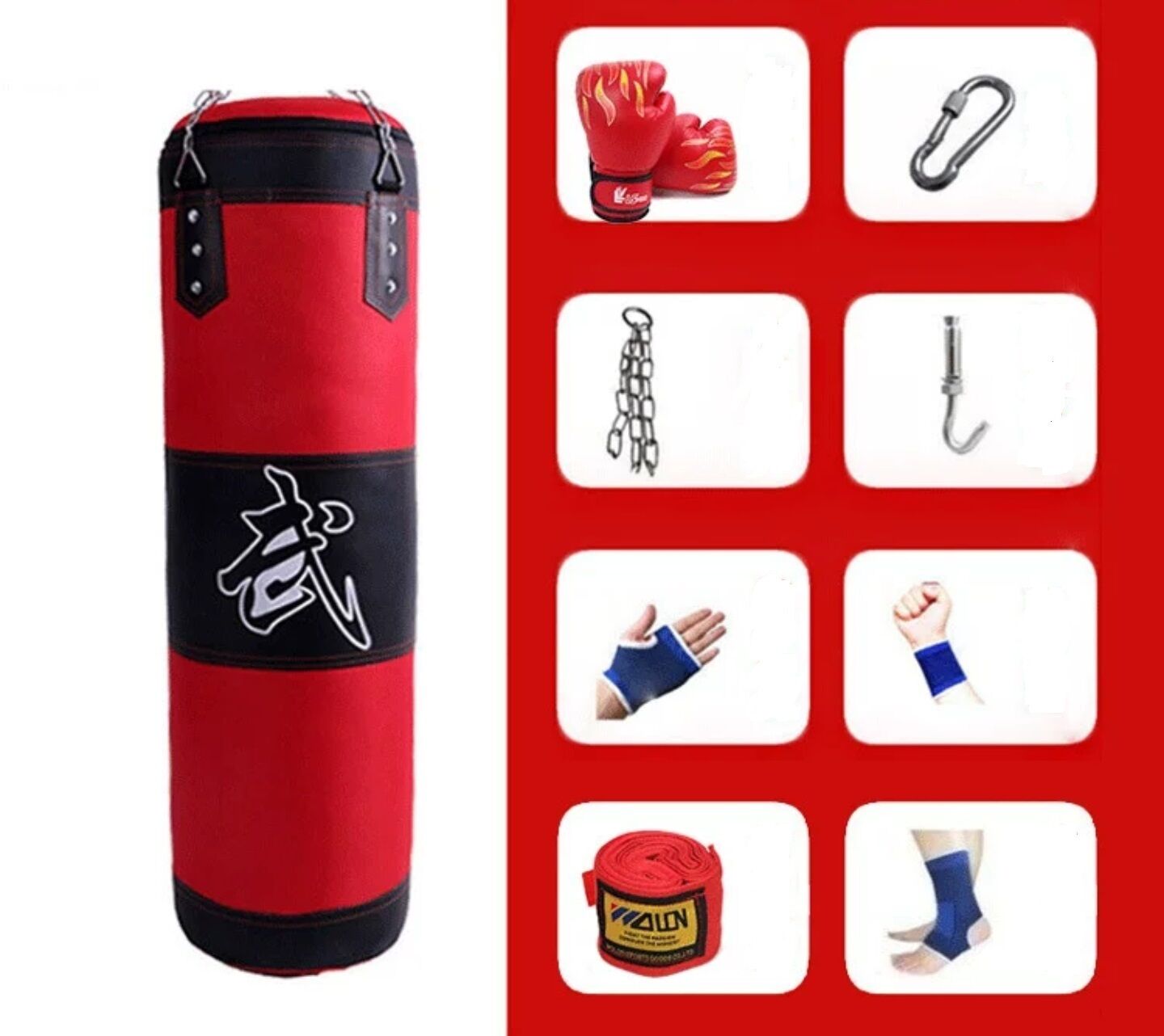 25kg Filled Boxing Punching Bag - Heavy Duty PU Leather Durable Canvas Solid Filled - 120cm x 40cm
