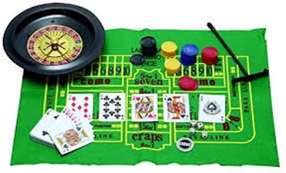 NEW! 5 in 1 Casino Games Set Roulette,Poker, Black Jack, Craps, has Chips,Mats, Dices, Cards