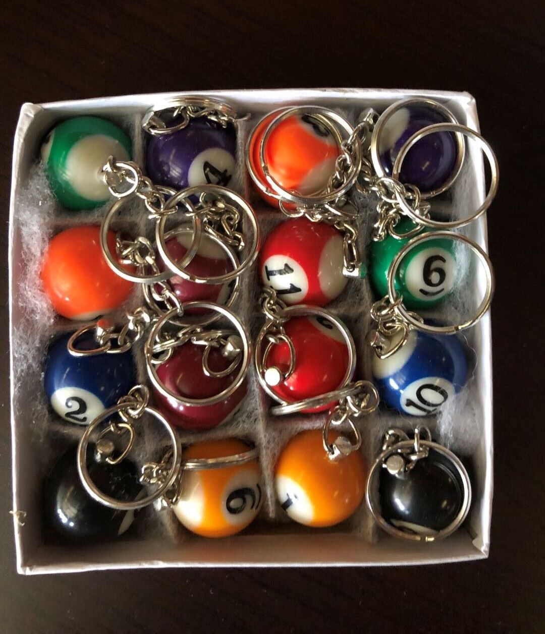 New! Pool Ball Key Rings * 16 - full box
