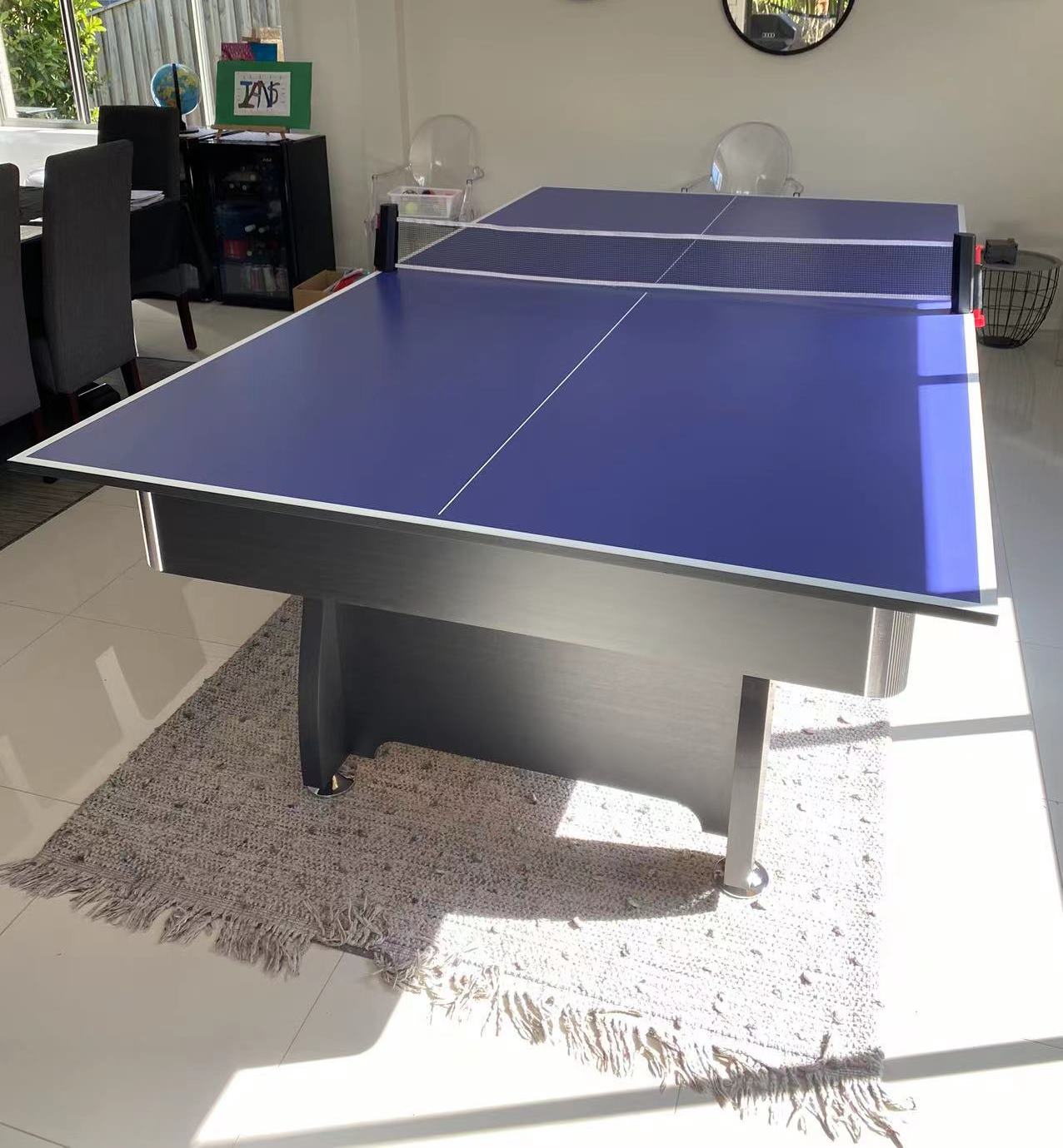 TABLE TENNIS PING PONG TABLE 19MM TOP - FULL SIZE - PLACED ON POOL TABLE
