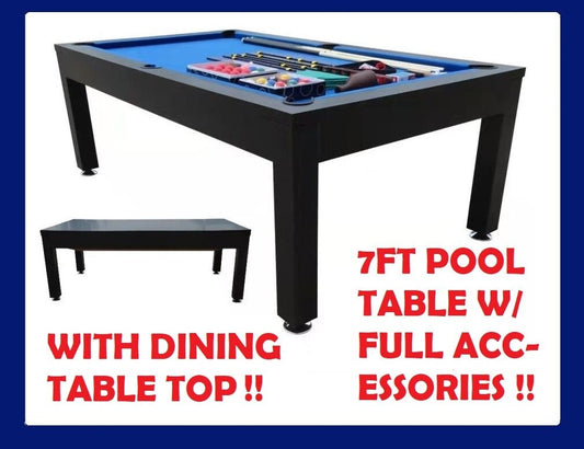 7FT POOL TABLE SNOOKER BILLIARD TABLE WITH DINING TABLE TOP
