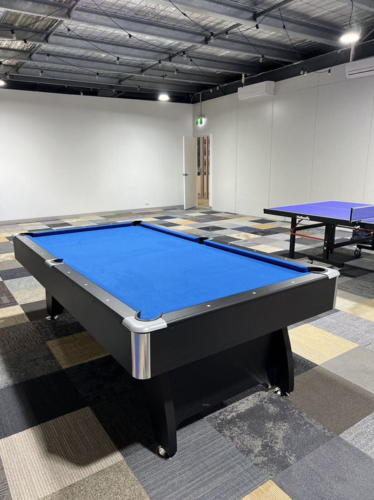 PUB SIZE POOL TABLE 8FT SNOOKER BILLIARD TABLE 25MM TABLE TOP WITH BALL RETURN