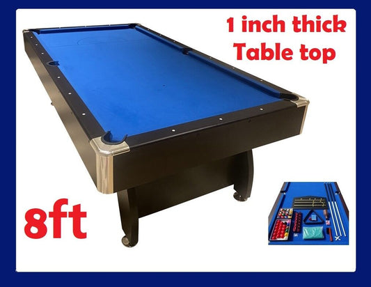 PUB SIZE POOL TABLE 8FT SNOOKER BILLIARD TABLE 25MM TABLE TOP WITH BALL RETURN
