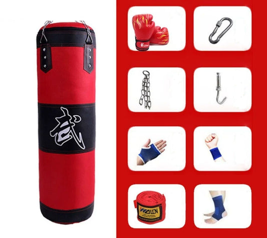 25kg Filled Boxing Punching Bag - Heavy Duty PU Leather Durable Canvas Solid Filled - 120cm x 40cm