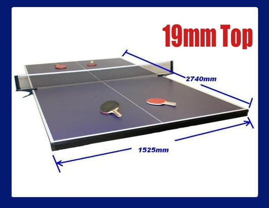 TABLE TENNIS PING PONG TABLE 19MM TOP - FULL SIZE - PLACED ON POOL TABLE
