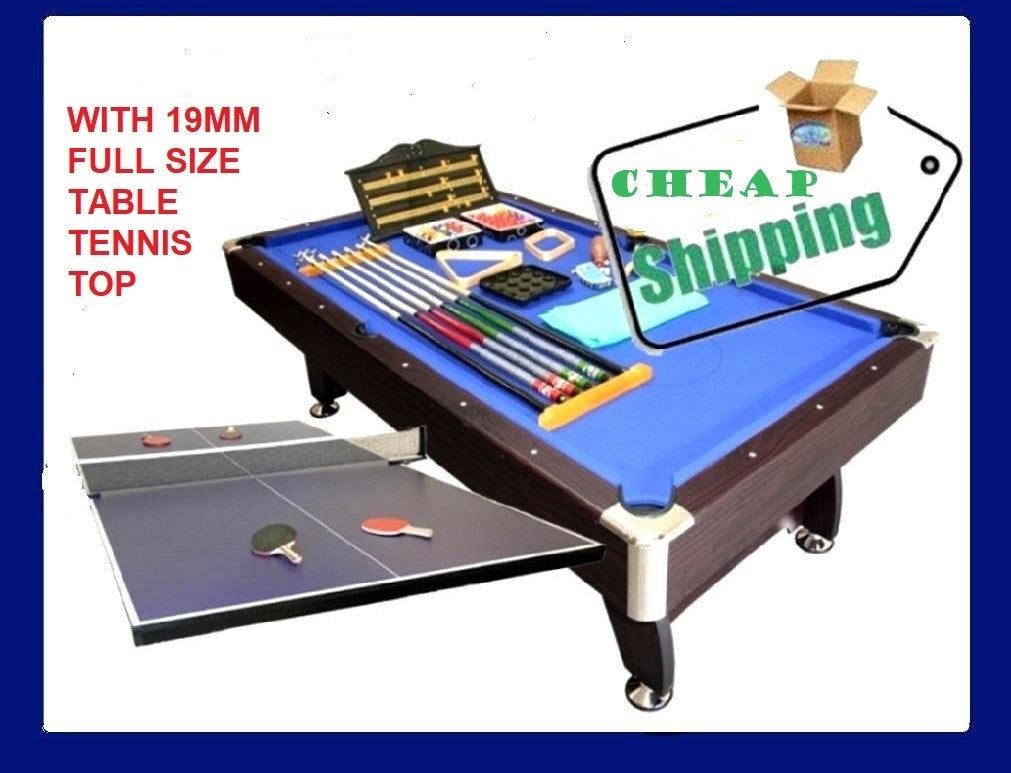 PICK UP - 8FT PUB SIZE POOL TABLE SNOOKER BILLIARD TABLE 25MM TABLE TOP WITH FULL SIZE TABLE TENNIS TOP