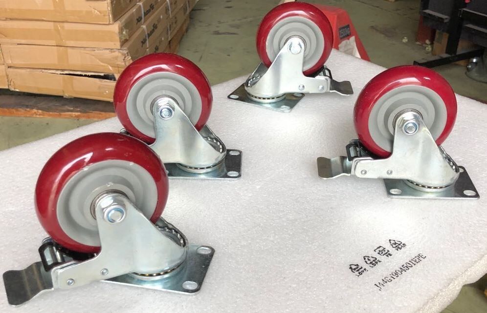 Heavy Duty Metal Rubber Wheels 100mm - Able to Brake - 4 Per Set