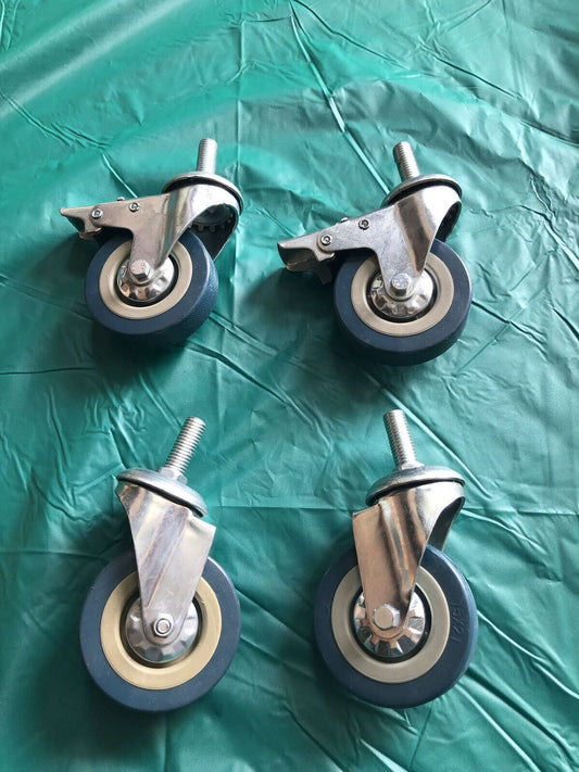 Metal Rubber Wheels 75mm - Able to Brake - 4 Per Set